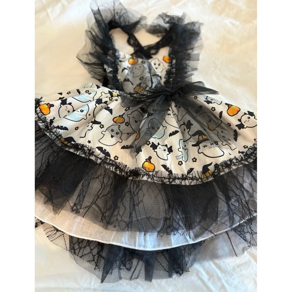NEW infant girls Halloween black and white ghost tutu dress size 18-24 months.
